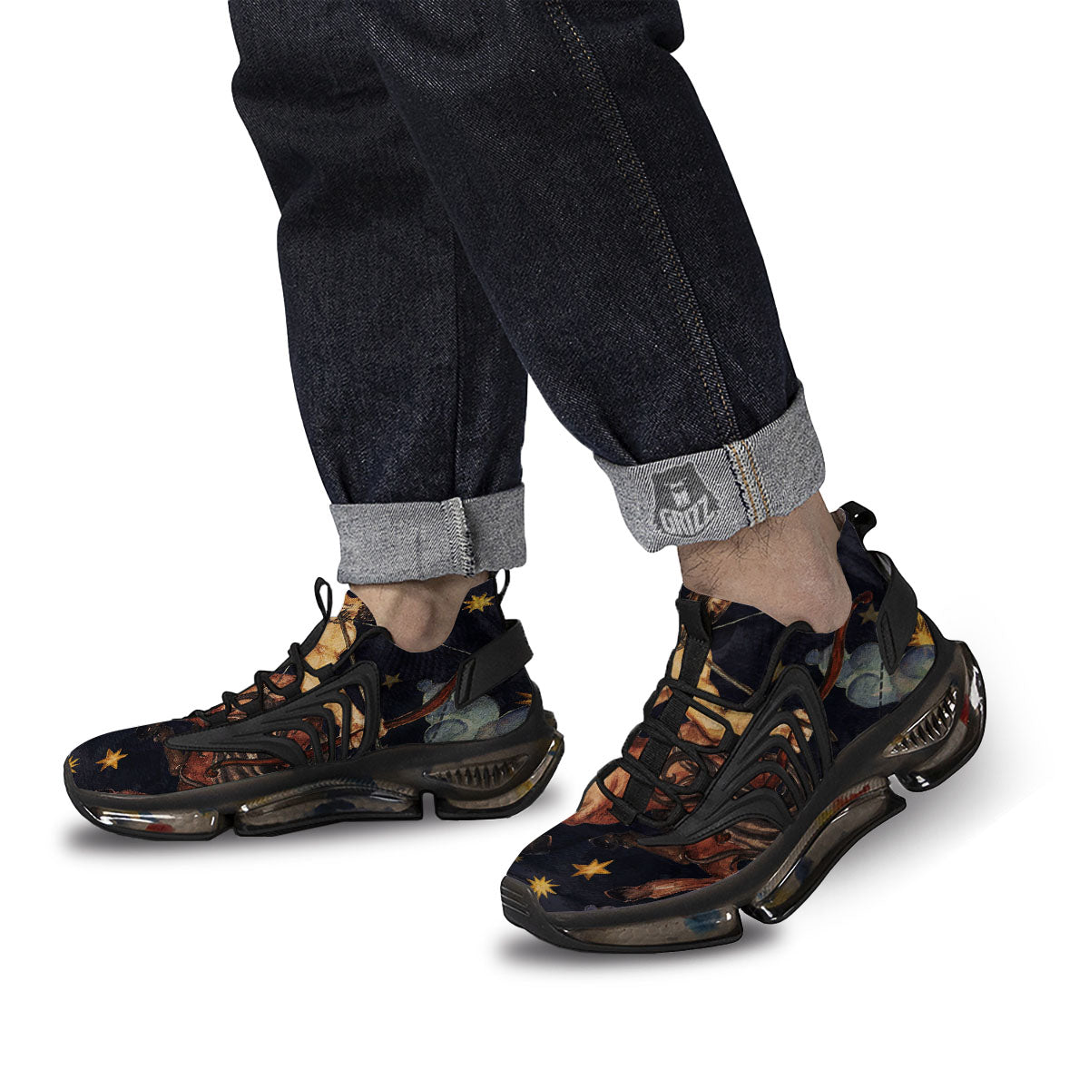 Zodiac Sign Watercolor Sagittarius Print Black Gym Shoes-grizzshop