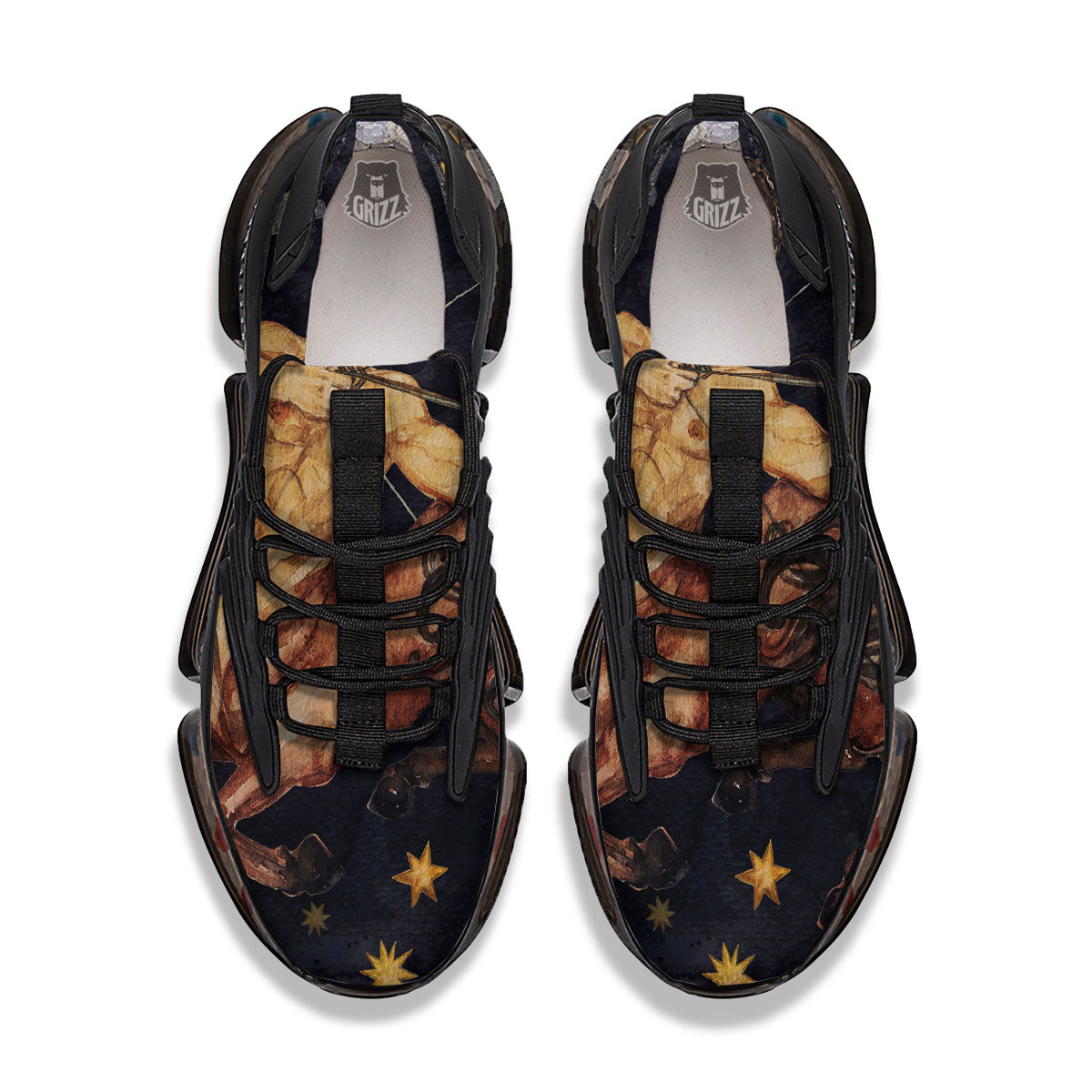 Zodiac Sign Watercolor Sagittarius Print Black Gym Shoes-grizzshop