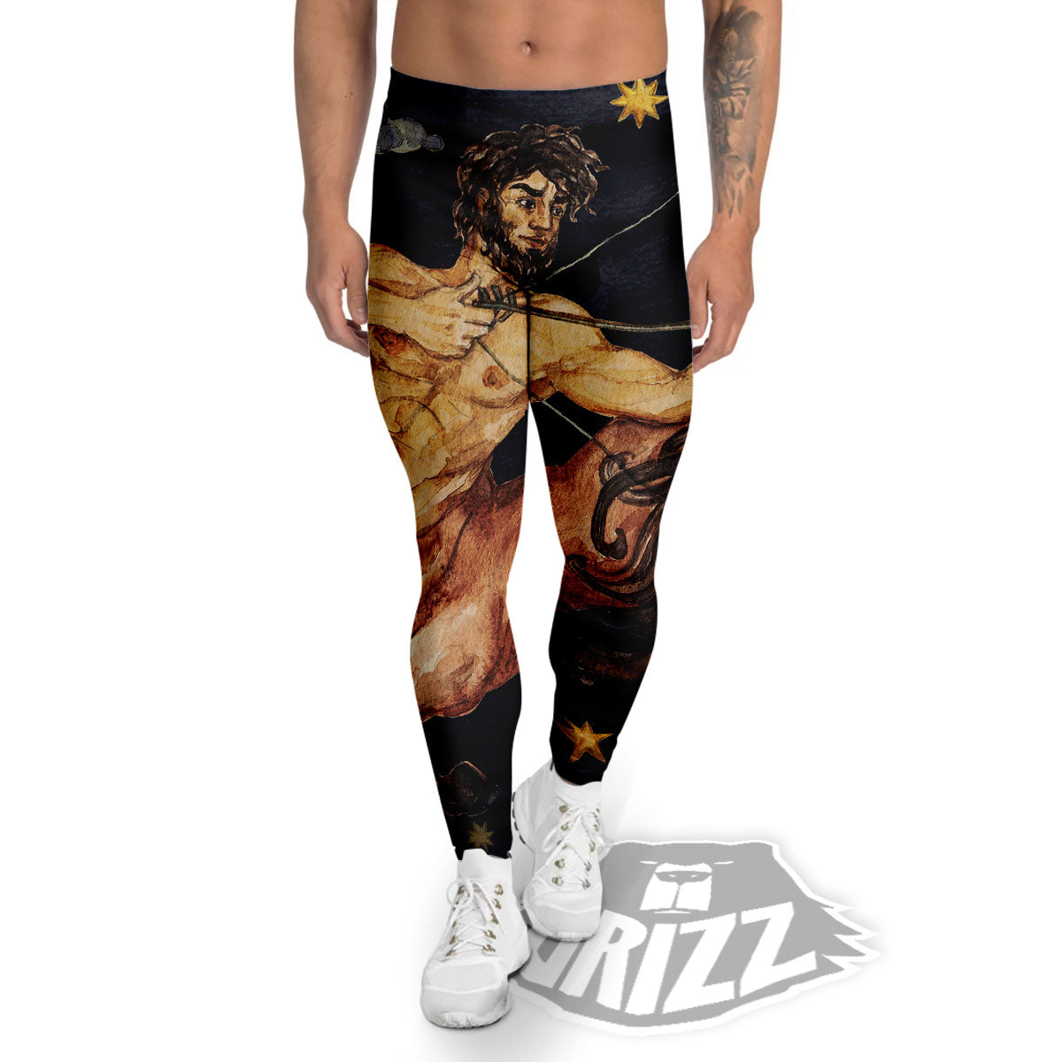 Zodiac Sign Watercolor Sagittarius Print Men's Leggings-grizzshop