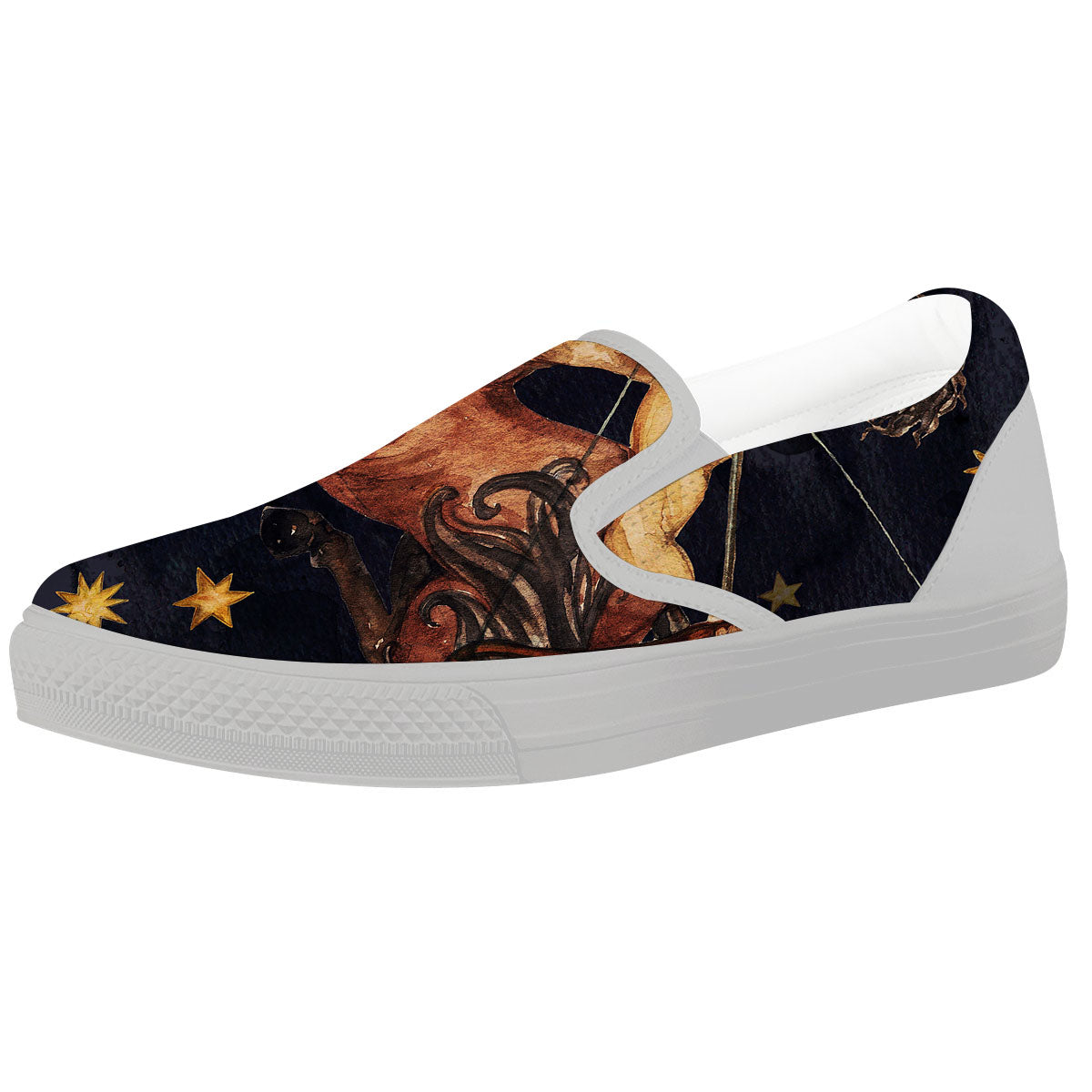 Zodiac Sign Watercolor Sagittarius Print White Slip On Shoes-grizzshop