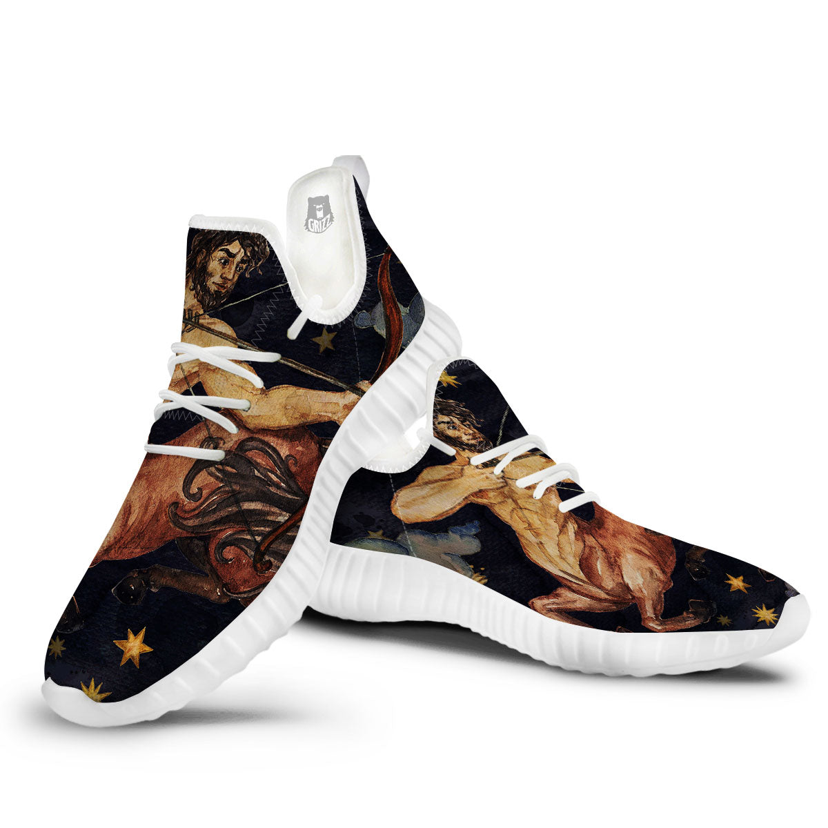 Zodiac Sign Watercolor Sagittarius Print White Walking Shoes-grizzshop