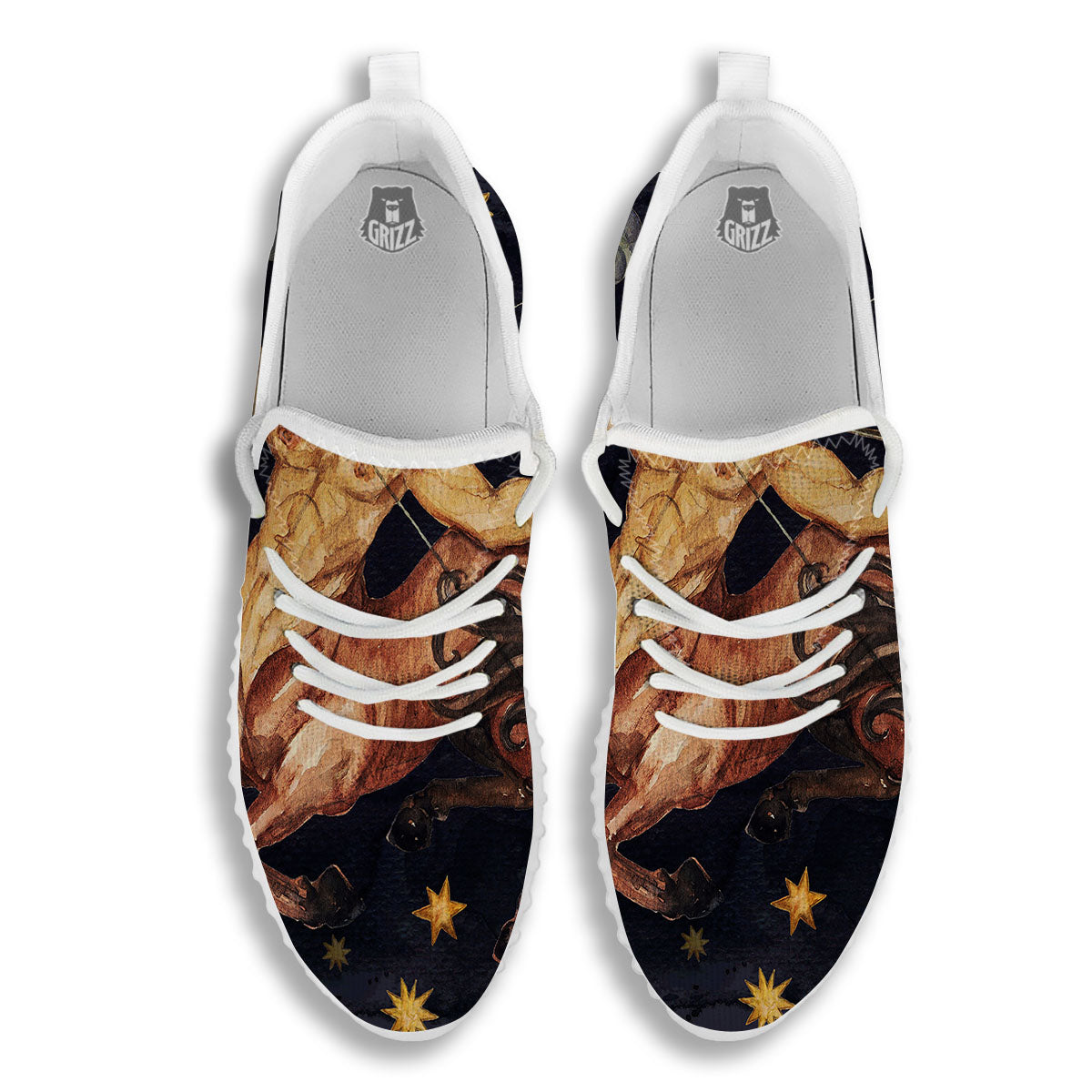 Zodiac Sign Watercolor Sagittarius Print White Walking Shoes-grizzshop