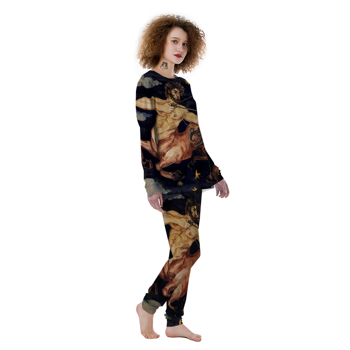 Zodiac Sign Watercolor Sagittarius Print Women's Pajamas-grizzshop