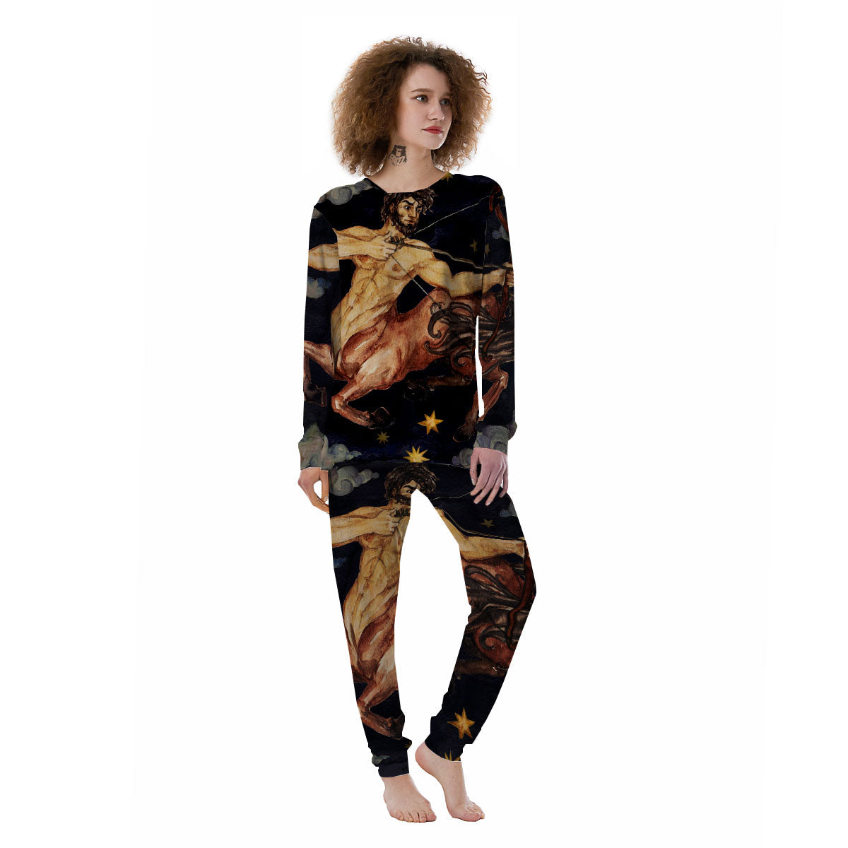 Zodiac Sign Watercolor Sagittarius Print Women's Pajamas-grizzshop