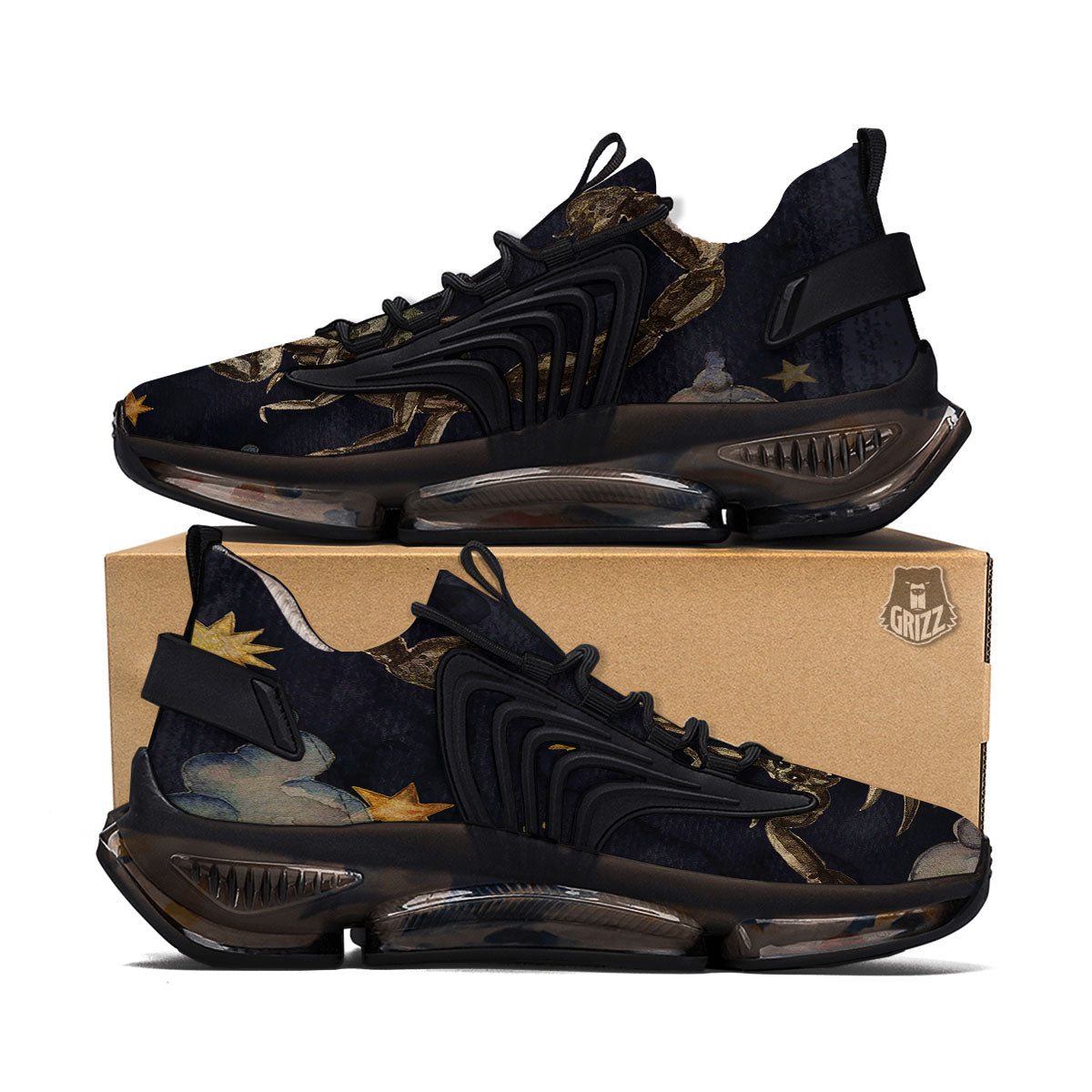 Zodiac Sign Watercolor Scorpio Print Black Gym Shoes-grizzshop