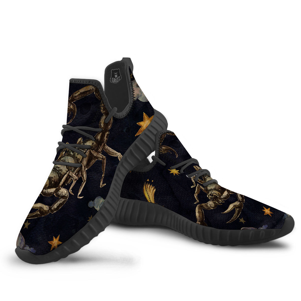 Zodiac Sign Watercolor Scorpio Print Black Walking Shoes-grizzshop