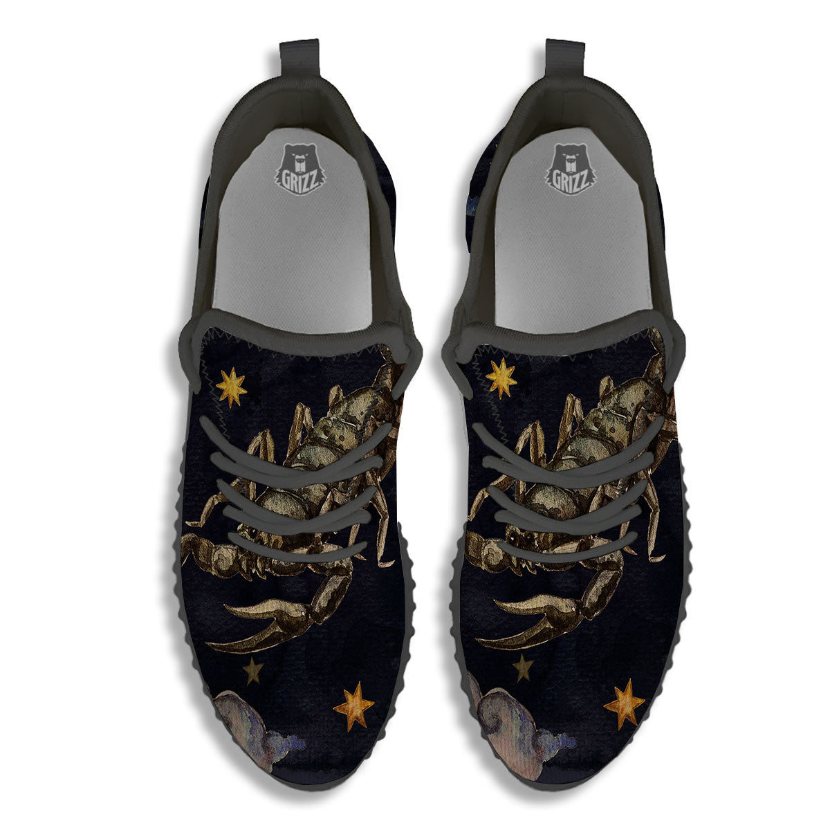 Zodiac Sign Watercolor Scorpio Print Black Walking Shoes-grizzshop