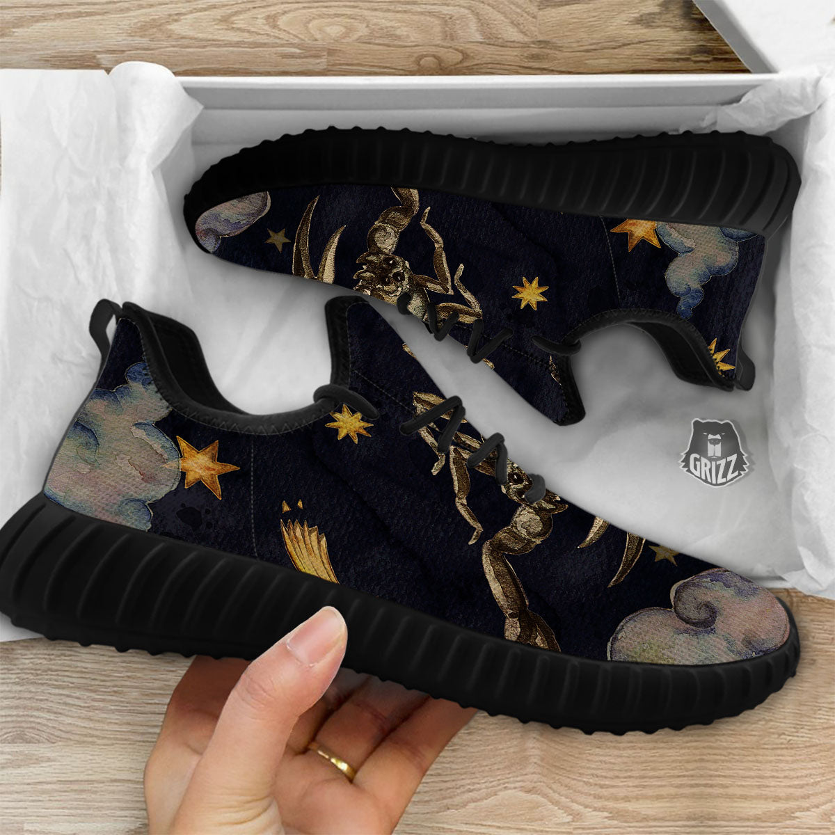 Zodiac Sign Watercolor Scorpio Print Black Walking Shoes-grizzshop