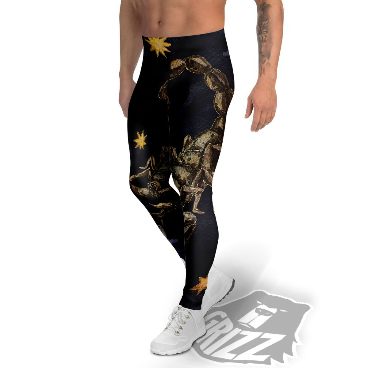 Zodiac Sign Watercolor Scorpio Print Men's Leggings-grizzshop