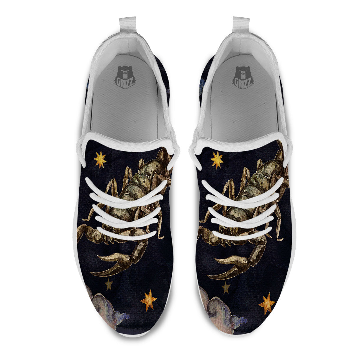 Zodiac Sign Watercolor Scorpio Print White Athletic Shoes-grizzshop