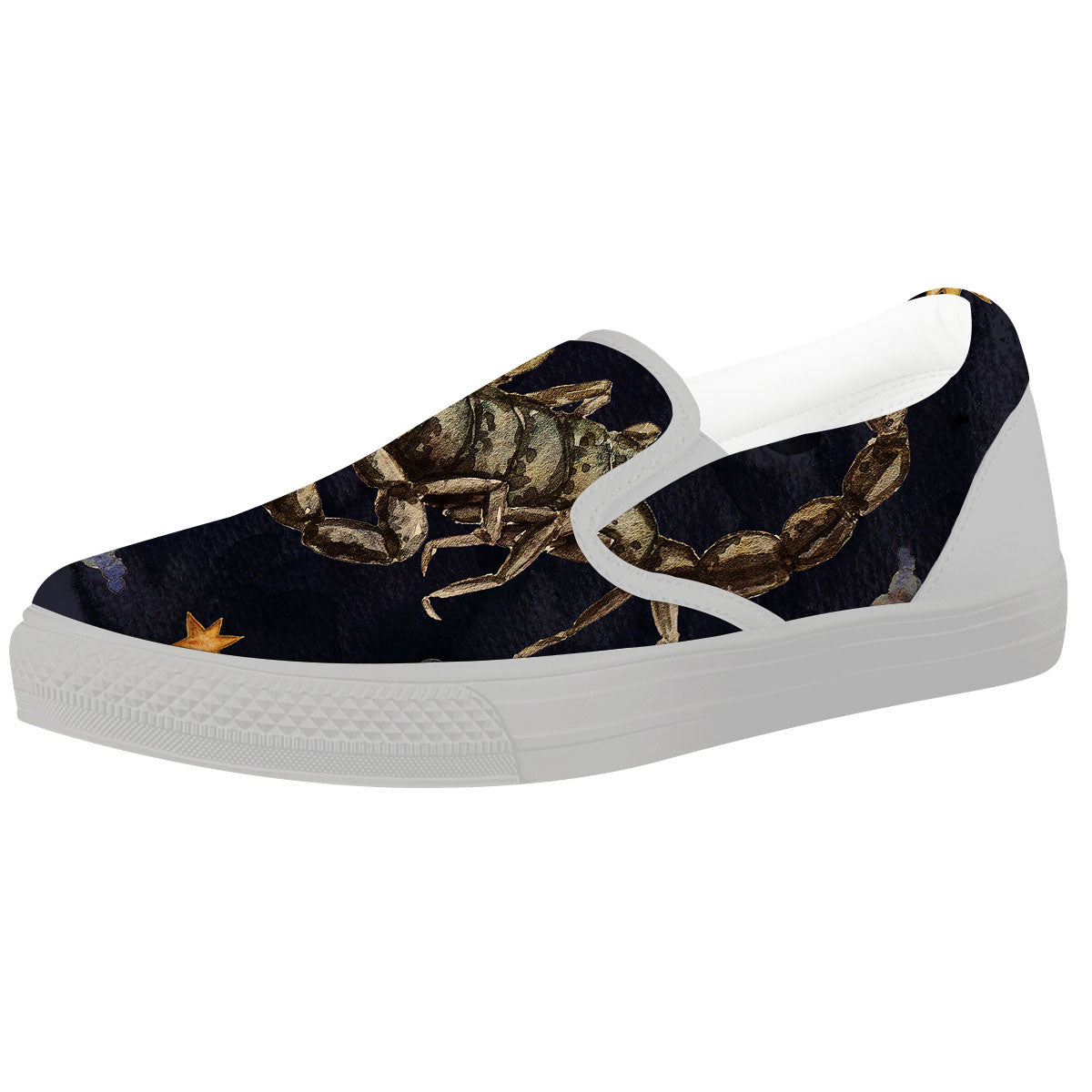 Zodiac Sign Watercolor Scorpio Print White Slip On Shoes-grizzshop