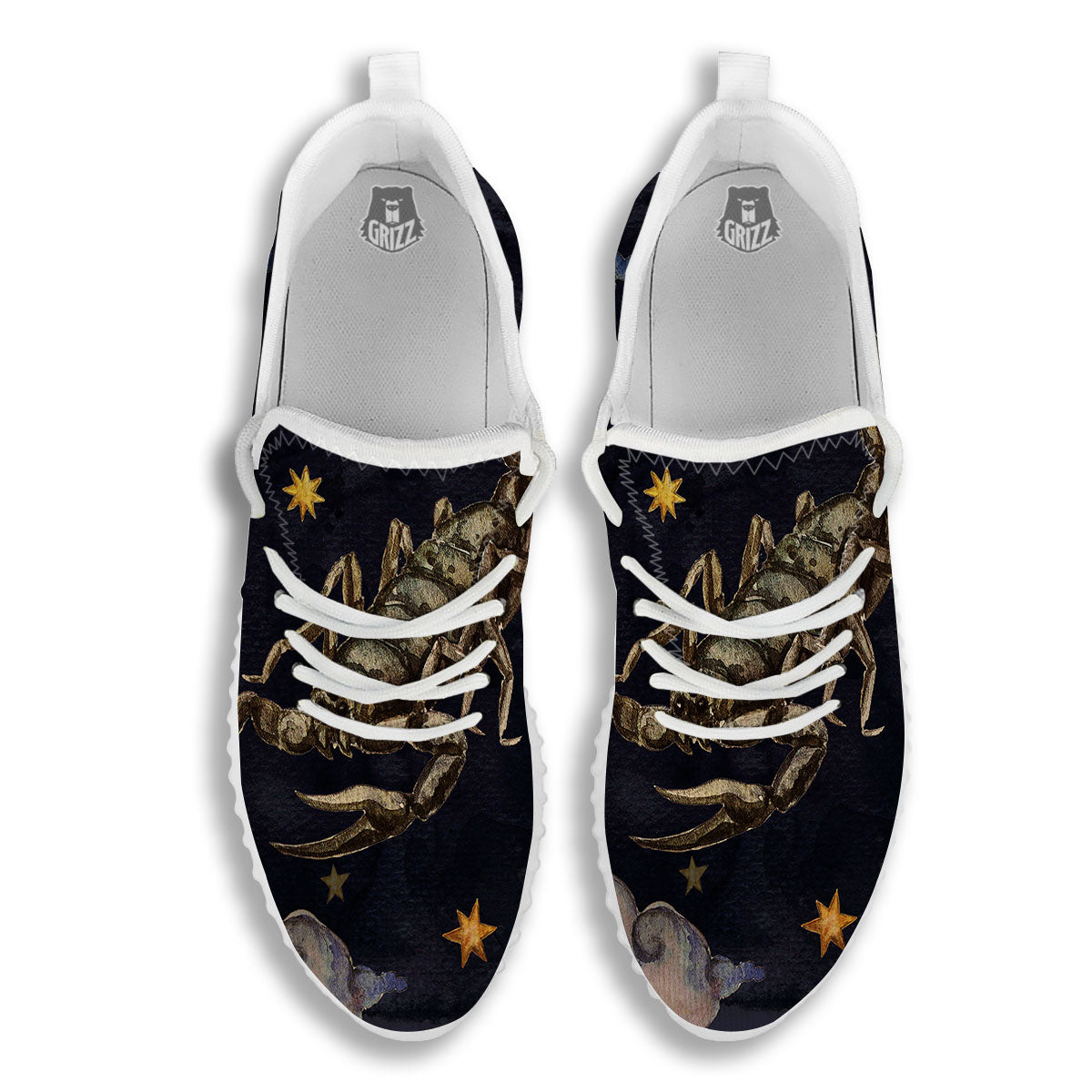 Zodiac Sign Watercolor Scorpio Print White Walking Shoes-grizzshop