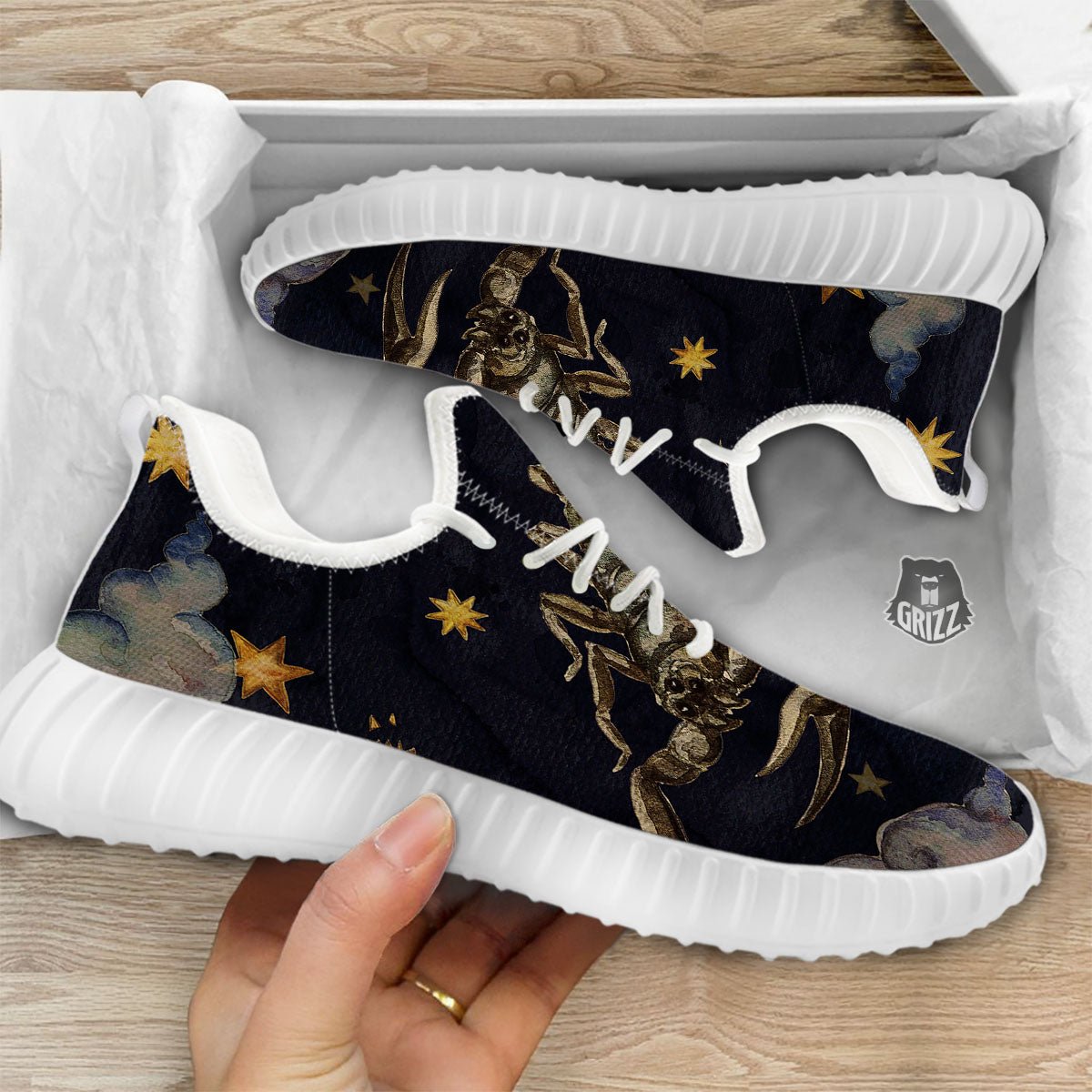 Zodiac Sign Watercolor Scorpio Print White Walking Shoes-grizzshop