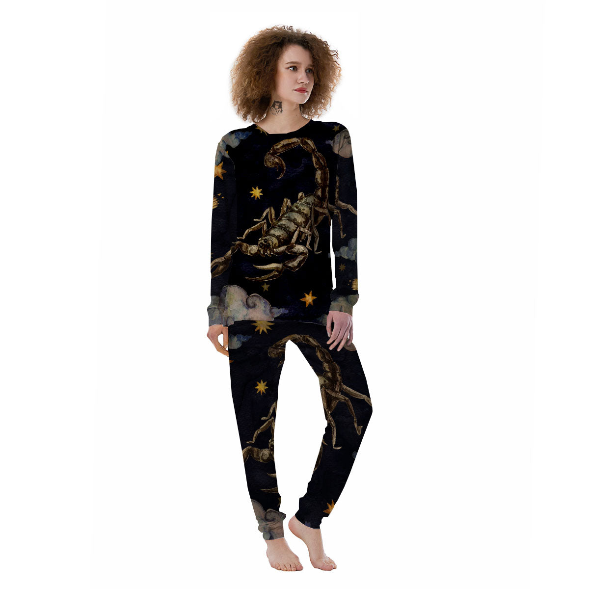 Zodiac Sign Watercolor Scorpio Print Women's Pajamas-grizzshop