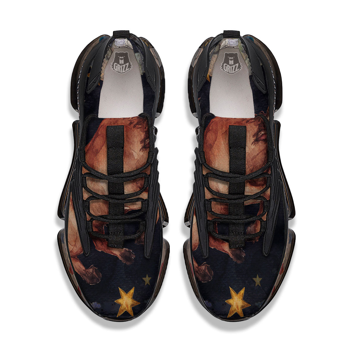 Zodiac Sign Watercolor Taurus Print Black Gym Shoes-grizzshop