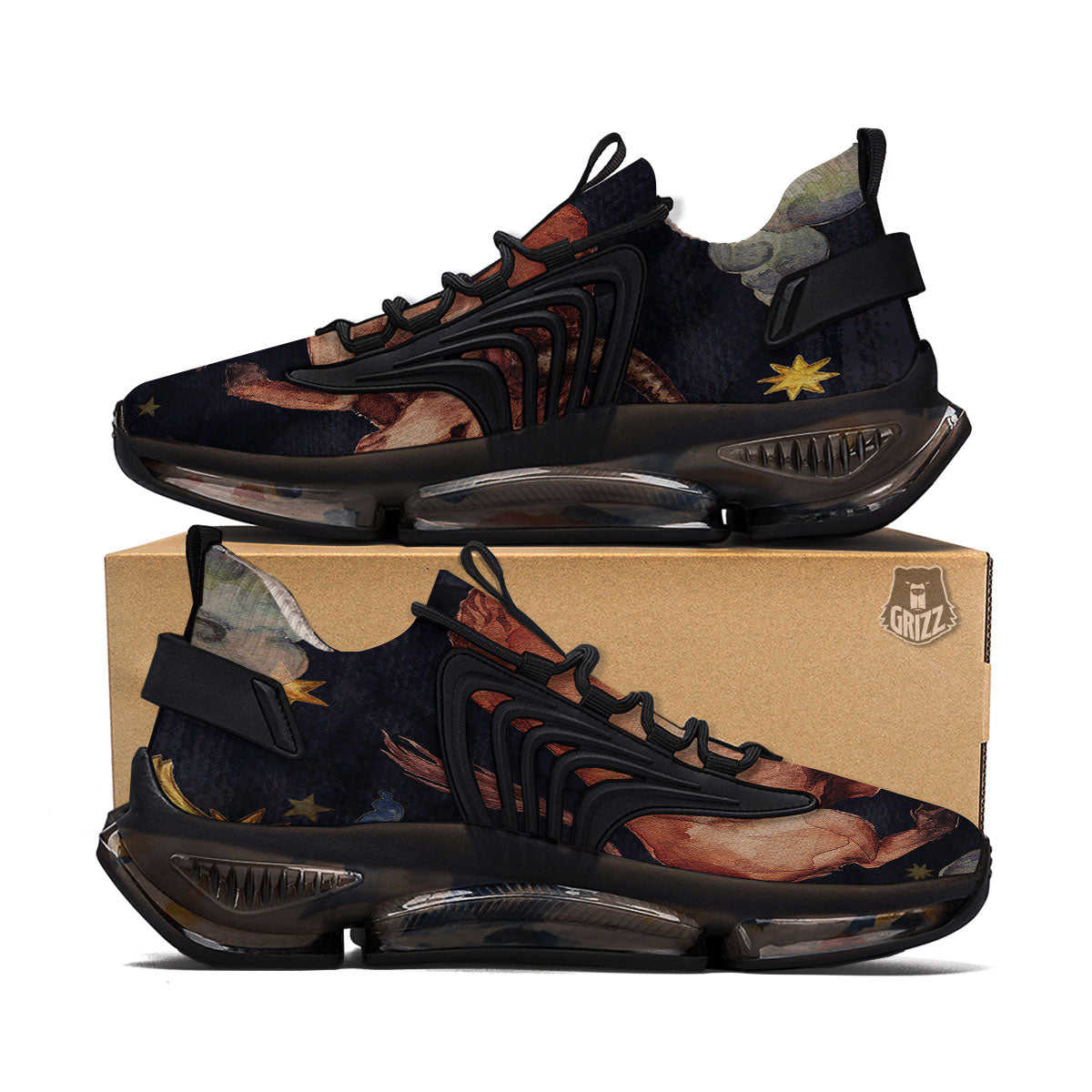 Zodiac Sign Watercolor Taurus Print Black Gym Shoes-grizzshop