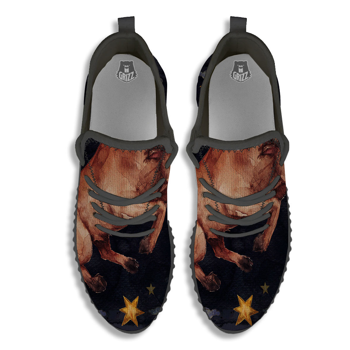 Zodiac Sign Watercolor Taurus Print Black Walking Shoes-grizzshop