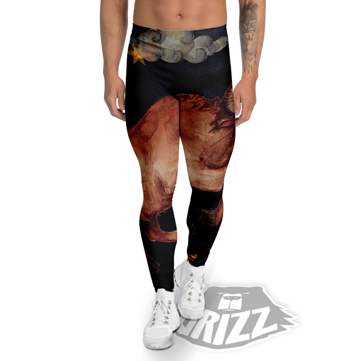 Zodiac Sign Watercolor Taurus Print Men's Leggings-grizzshop