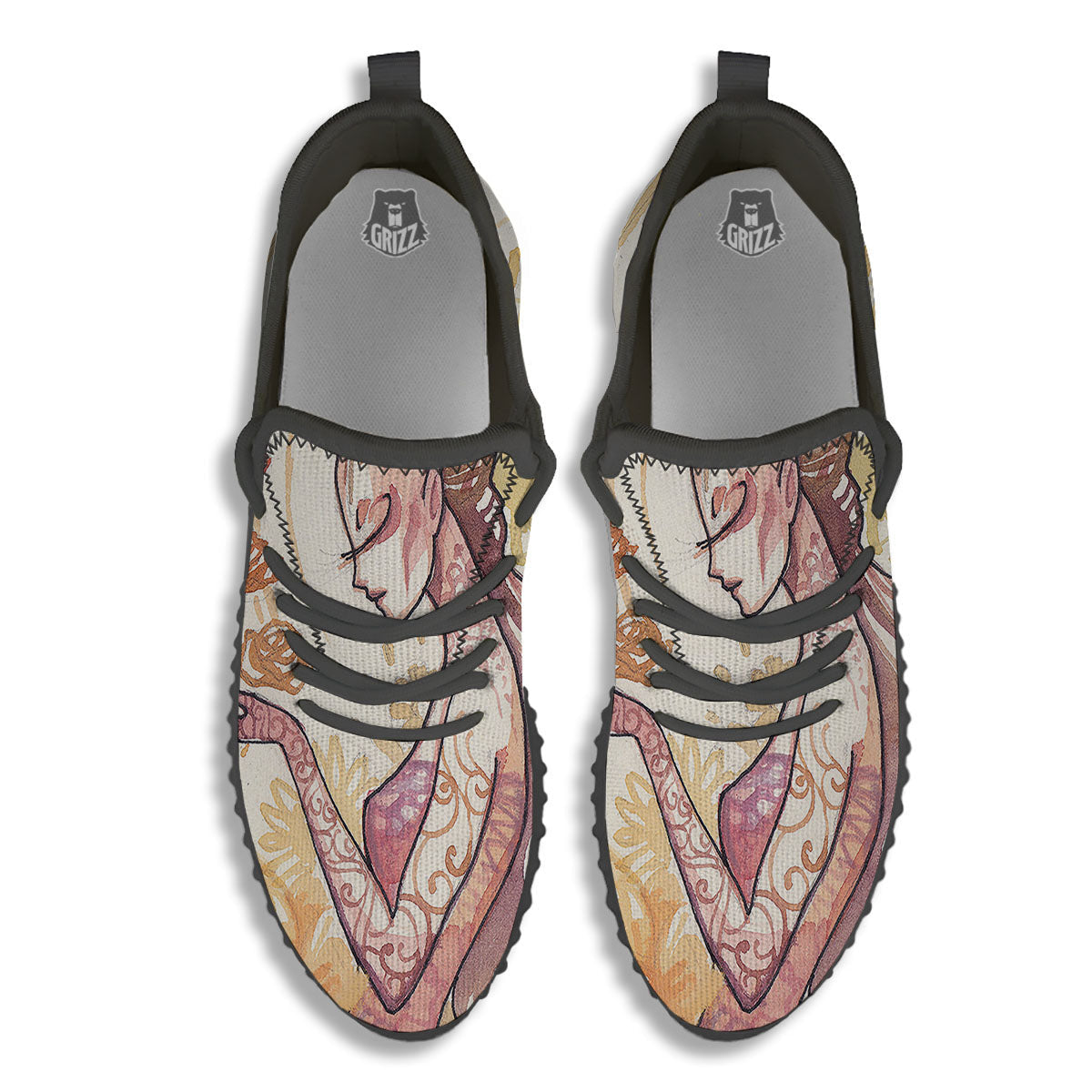 Zodiac Sign Watercolor Virgo Print Black Walking Shoes-grizzshop