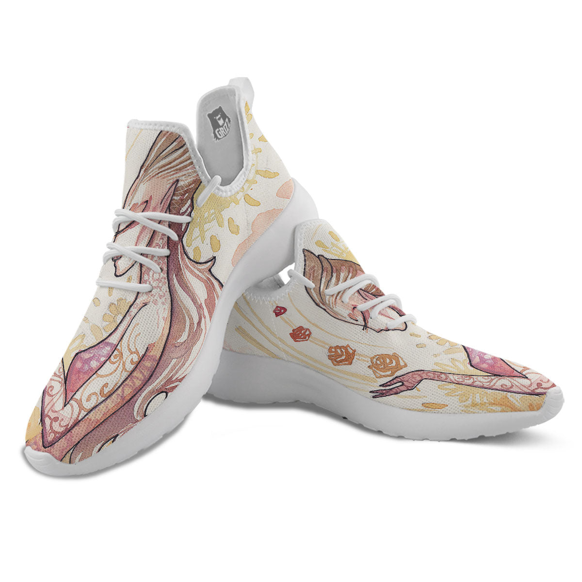 Zodiac Sign Watercolor Virgo Print White Athletic Shoes-grizzshop