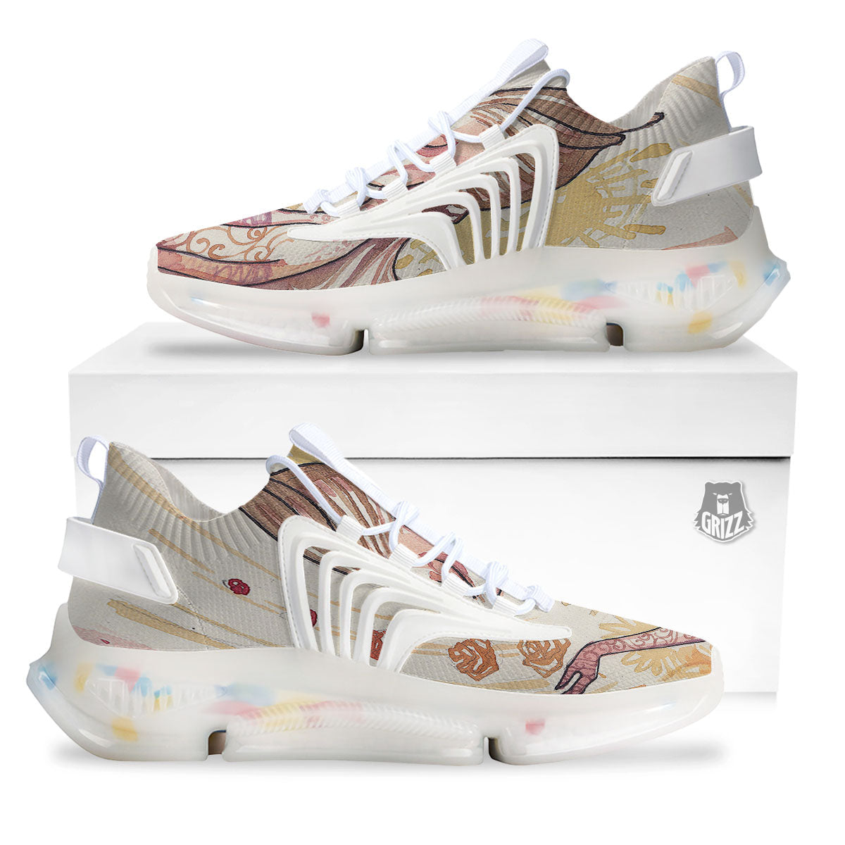 Zodiac Sign Watercolor Virgo Print White Gym Shoes-grizzshop