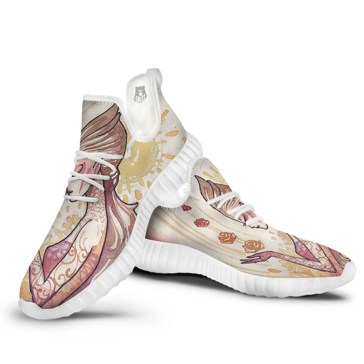 Zodiac Sign Watercolor Virgo Print White Walking Shoes-grizzshop