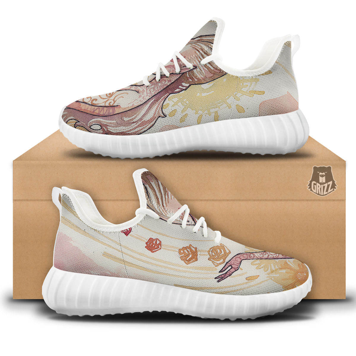 Zodiac Sign Watercolor Virgo Print White Walking Shoes-grizzshop