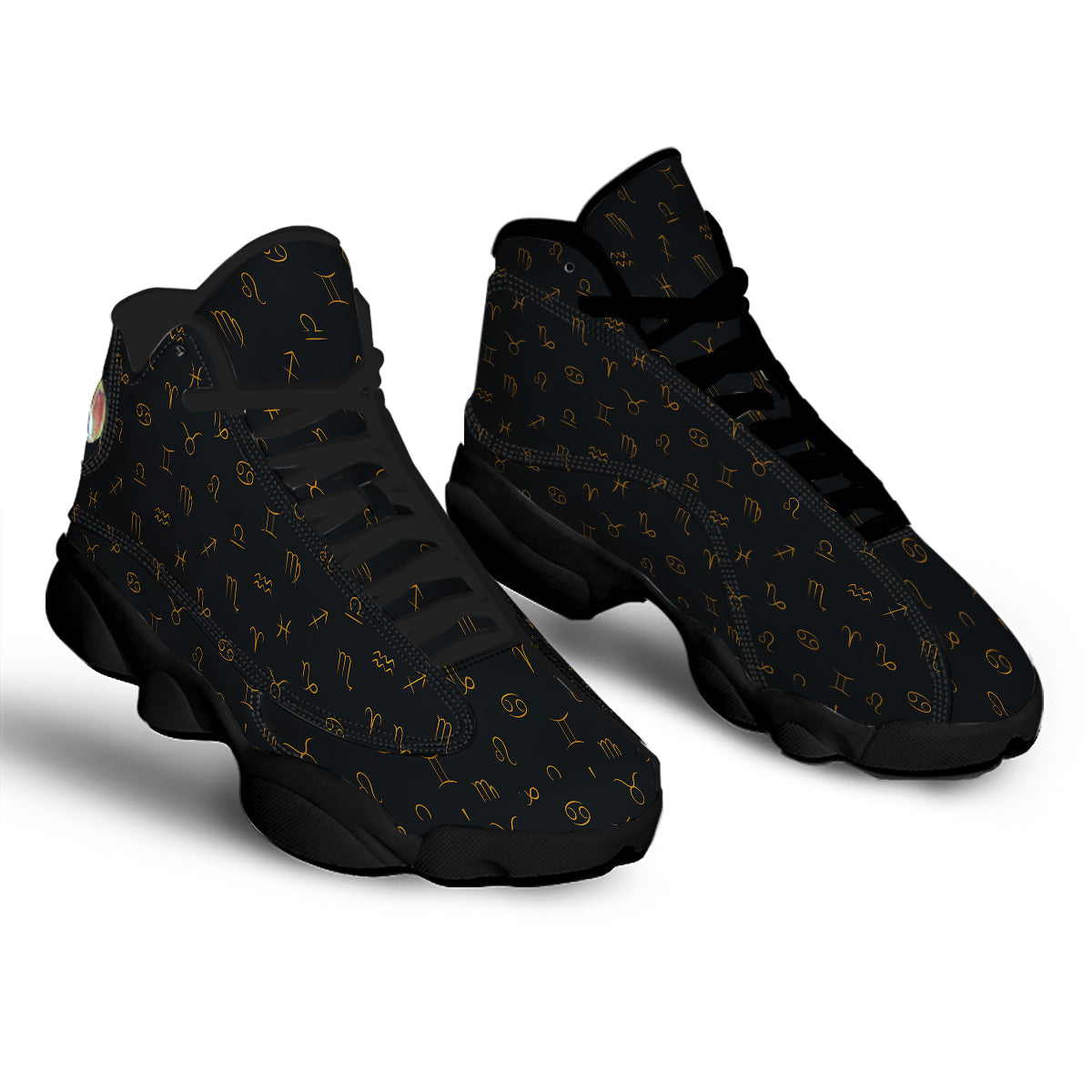 Zodiac Signs Astrological Print Pattern Black Basketball Shoes-grizzshop