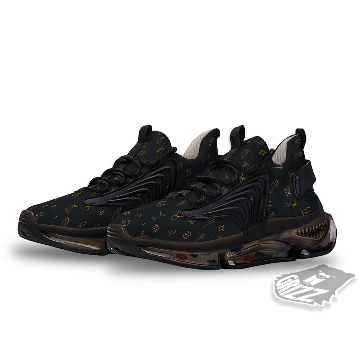 Zodiac Signs Astrological Print Pattern Black Gym Shoes-grizzshop