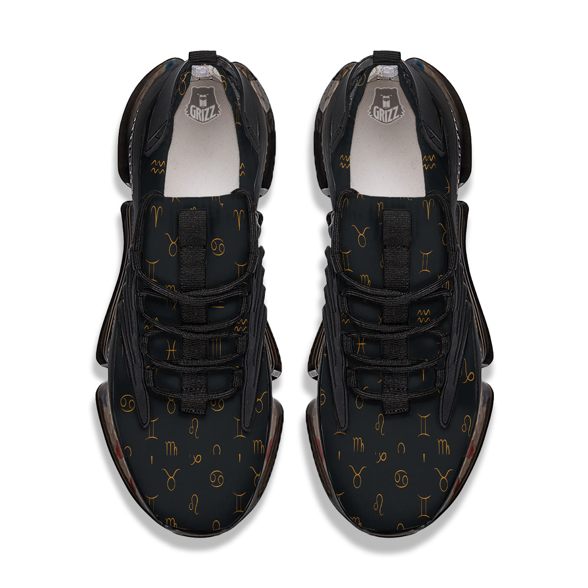 Zodiac Signs Astrological Print Pattern Black Gym Shoes-grizzshop
