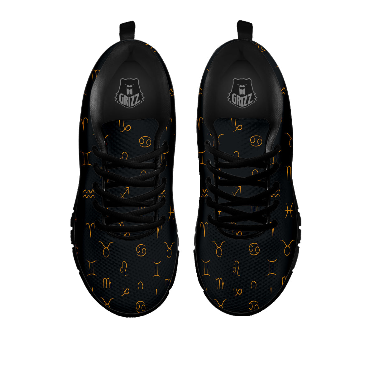 Zodiac Signs Astrological Print Pattern Black Sneaker-grizzshop