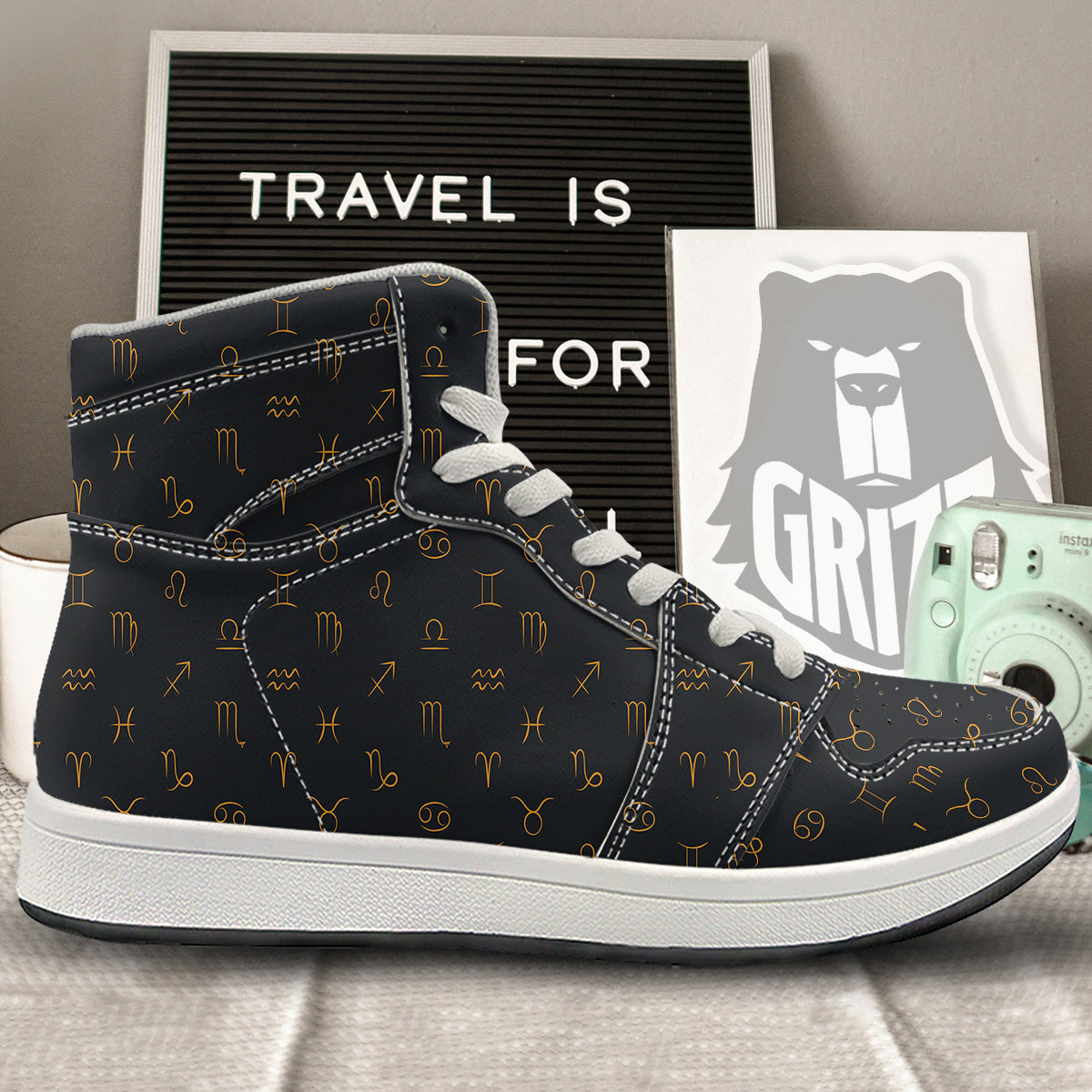 Zodiac Signs Astrological Print Pattern High Top Sneakers-grizzshop