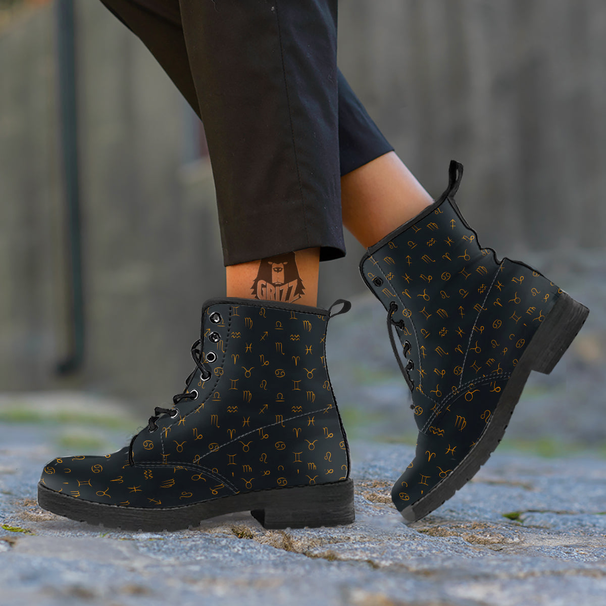 Zodiac Signs Astrological Print Pattern Leather Boots-grizzshop