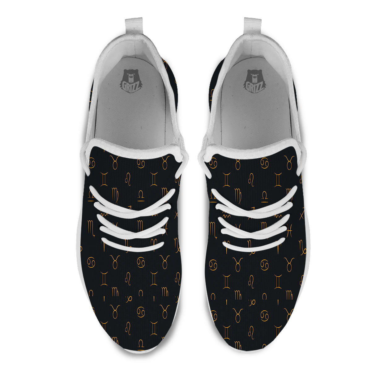 Zodiac Signs Astrological Print Pattern White Athletic Shoes-grizzshop