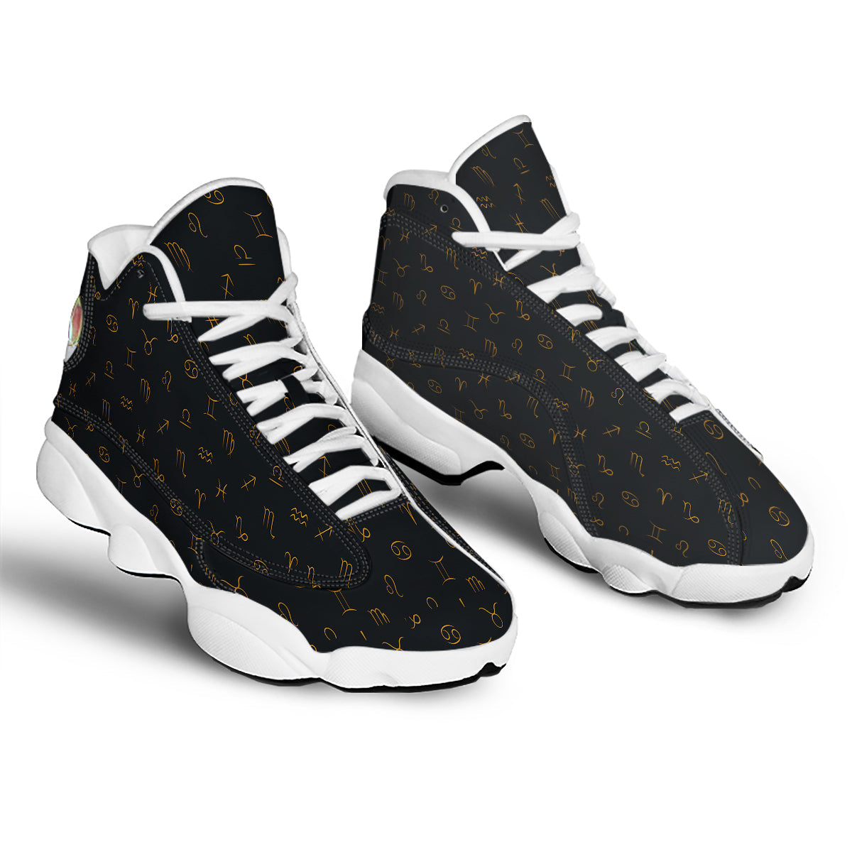 Zodiac Signs Astrological Print Pattern White Basketball Shoes-grizzshop