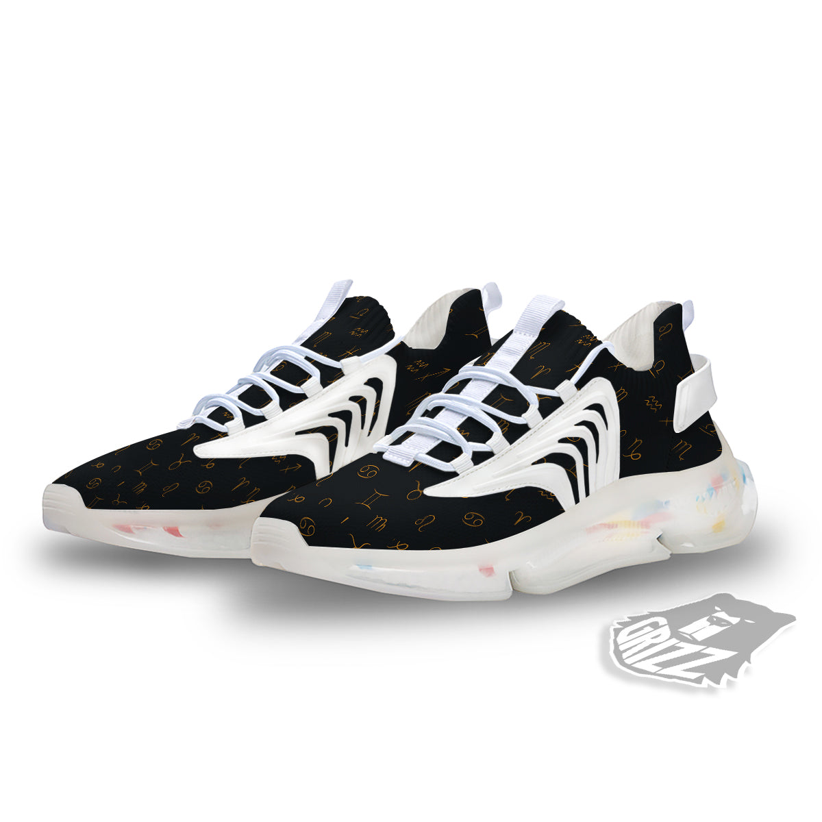 Zodiac Signs Astrological Print Pattern White Gym Shoes-grizzshop