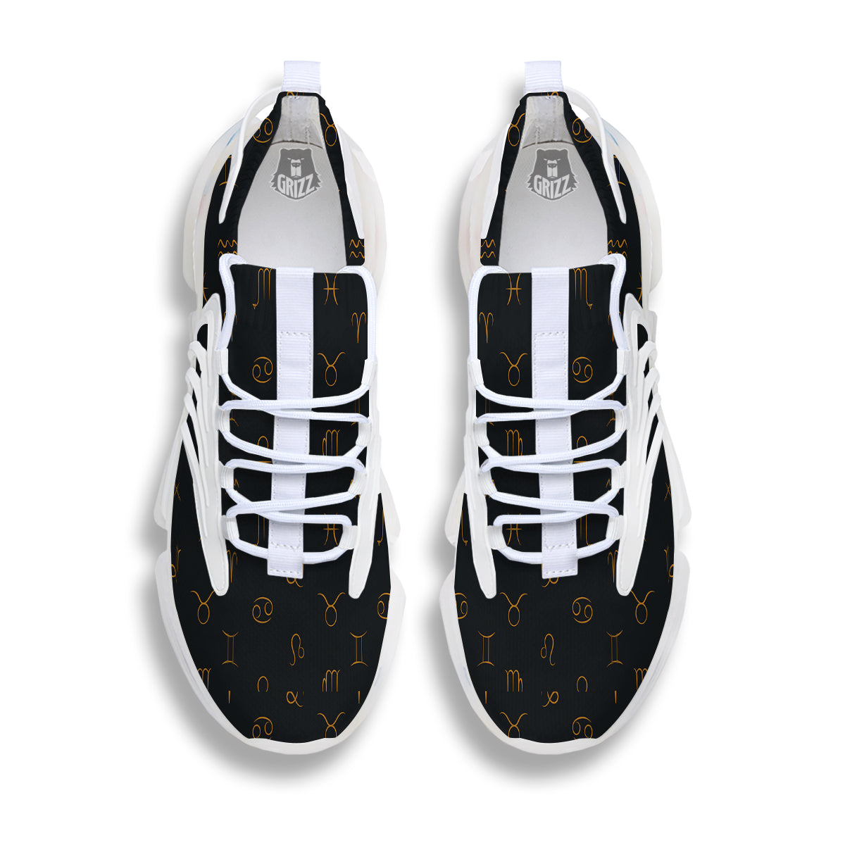 Zodiac Signs Astrological Print Pattern White Gym Shoes-grizzshop