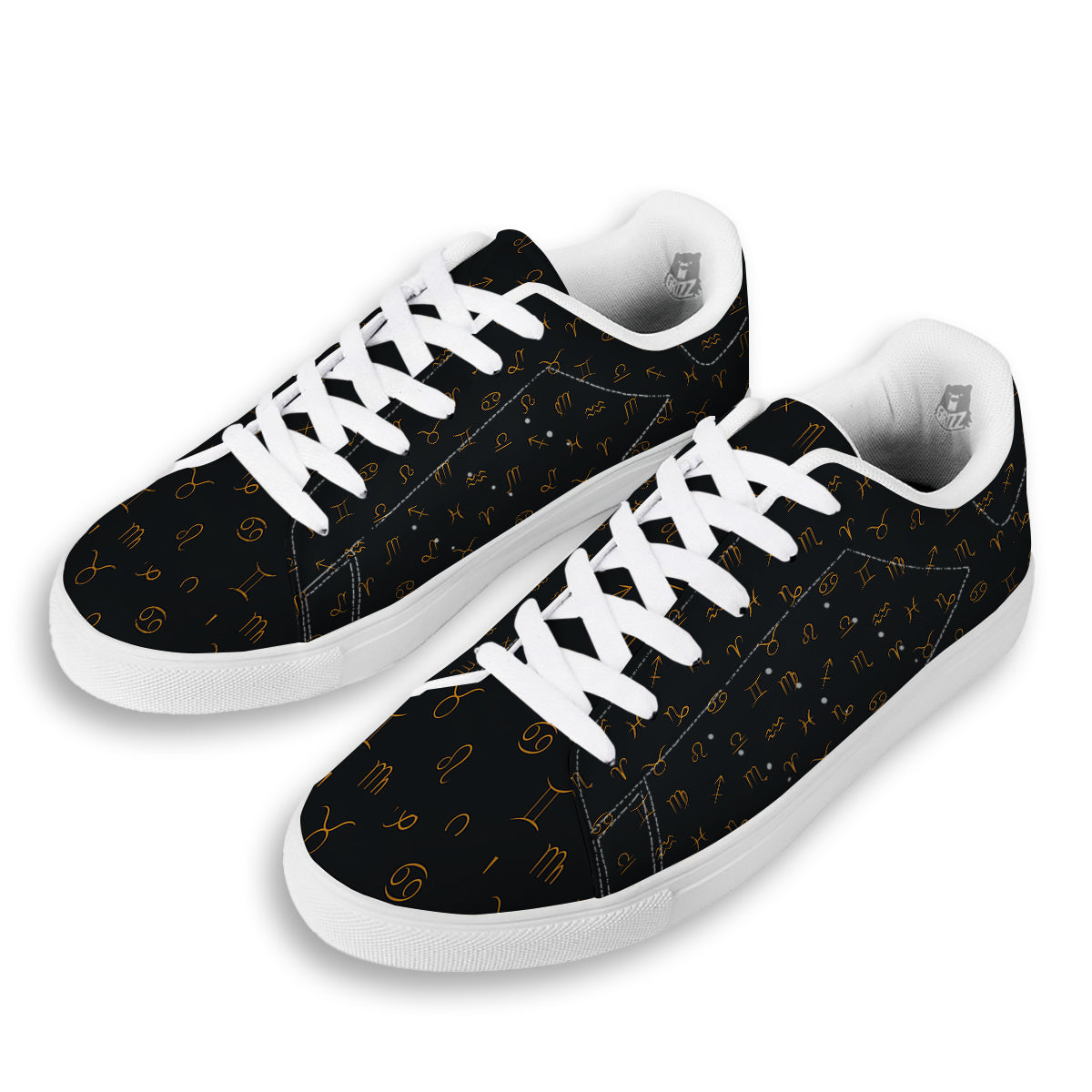 Zodiac Signs Astrological Print Pattern White Low Top Sneakers-grizzshop