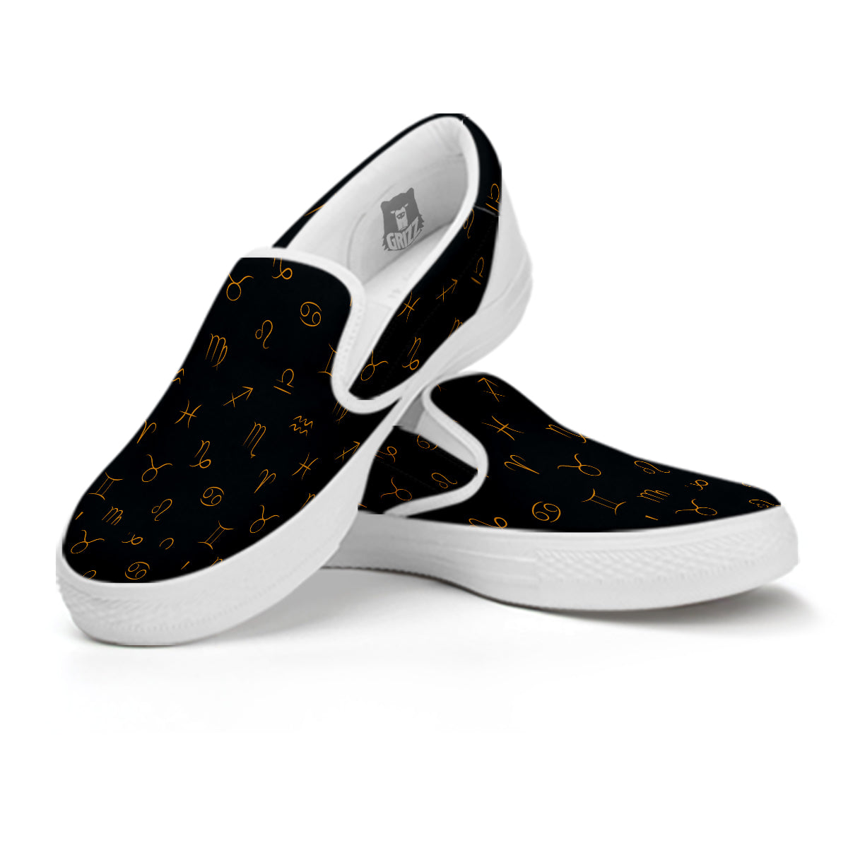 Zodiac Signs Astrological Print Pattern White Slip On Shoes-grizzshop