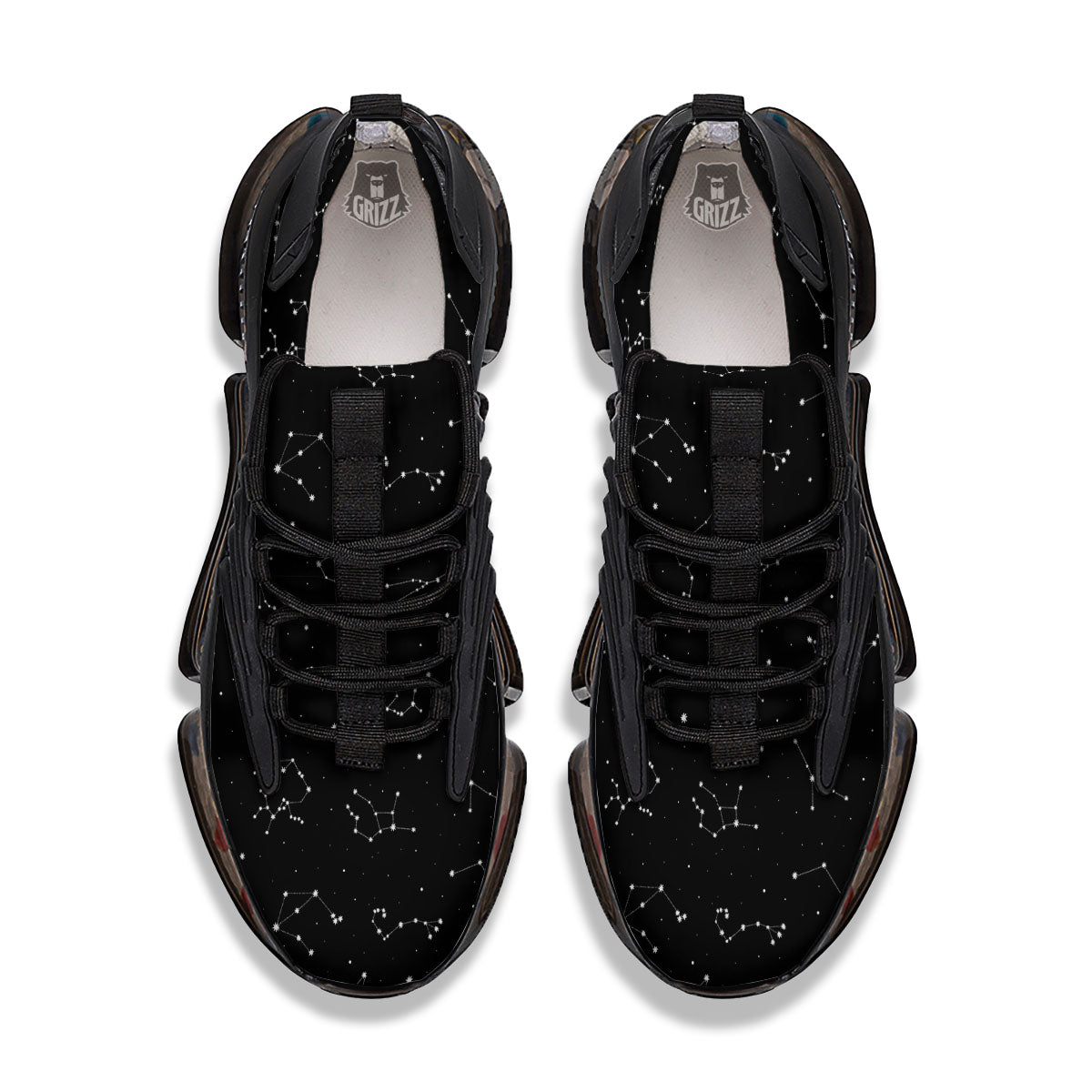 Zodiac Stars White And Black Print Black Gym Shoes-grizzshop