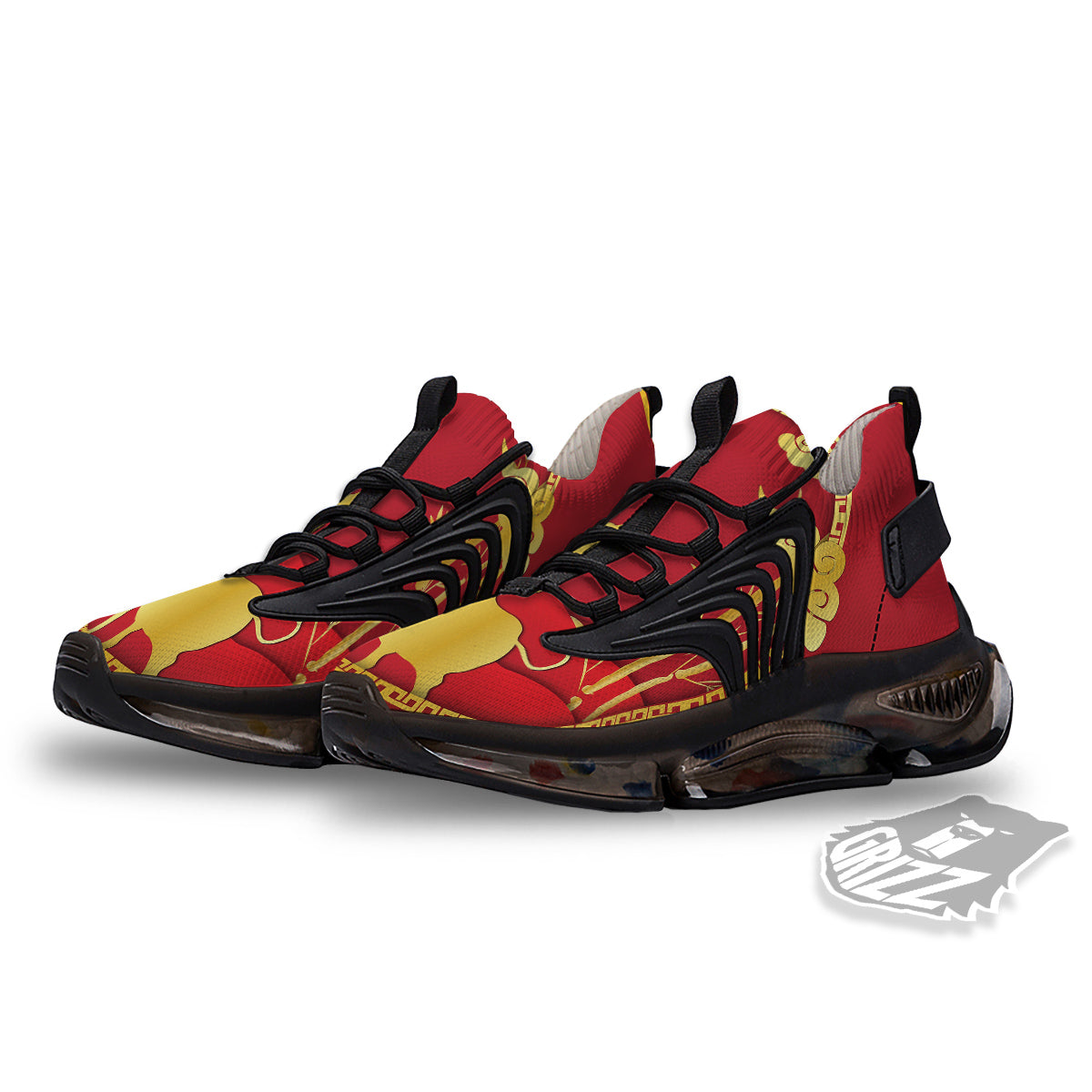 Zodiac Symbol Chinese Ox Print Black Gym Shoes-grizzshop