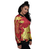 Zodiac Symbol Chinese Ox Print Women's Bomber Jacket-grizzshop