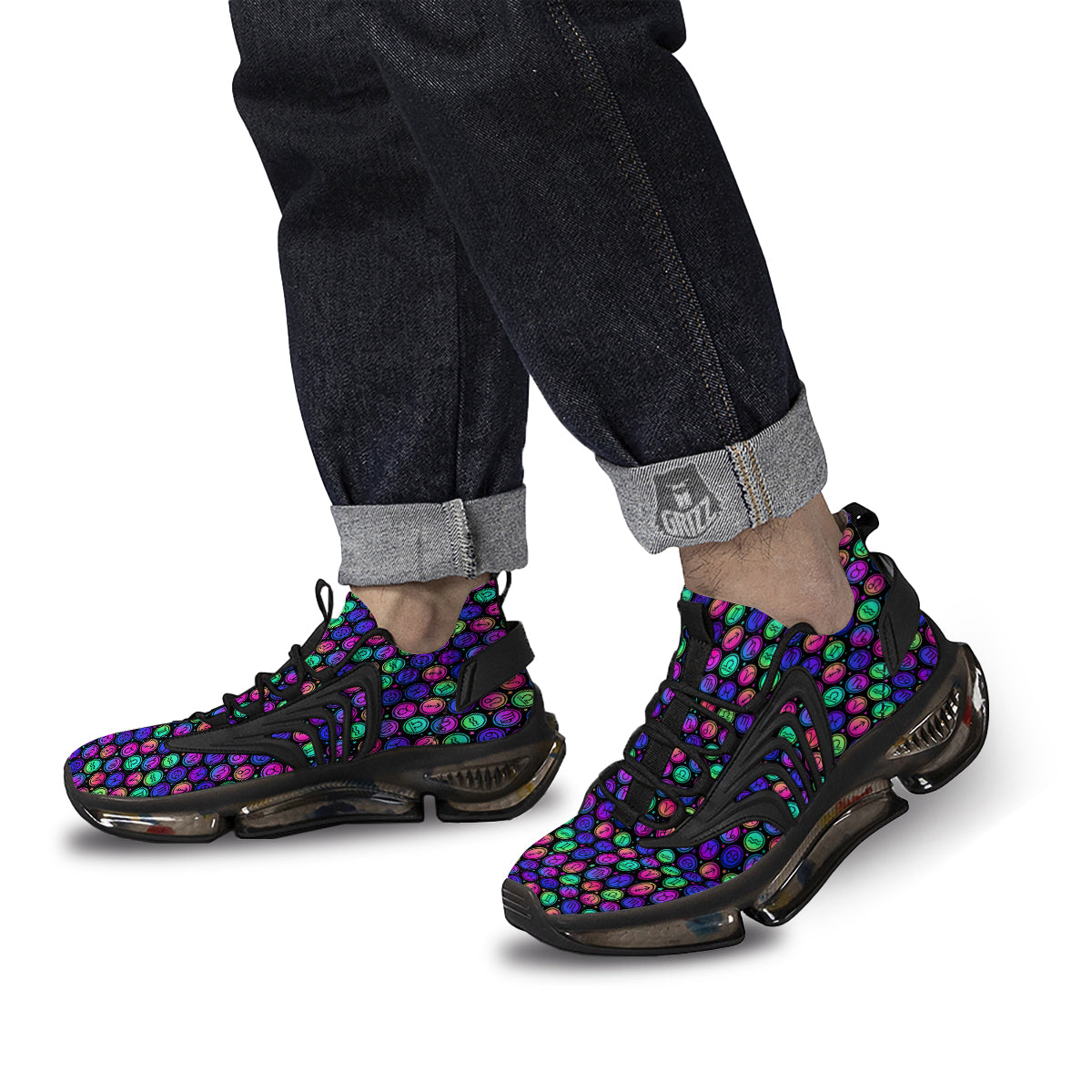 Zodiac Symbols Colorful Print Pattern Black Gym Shoes-grizzshop