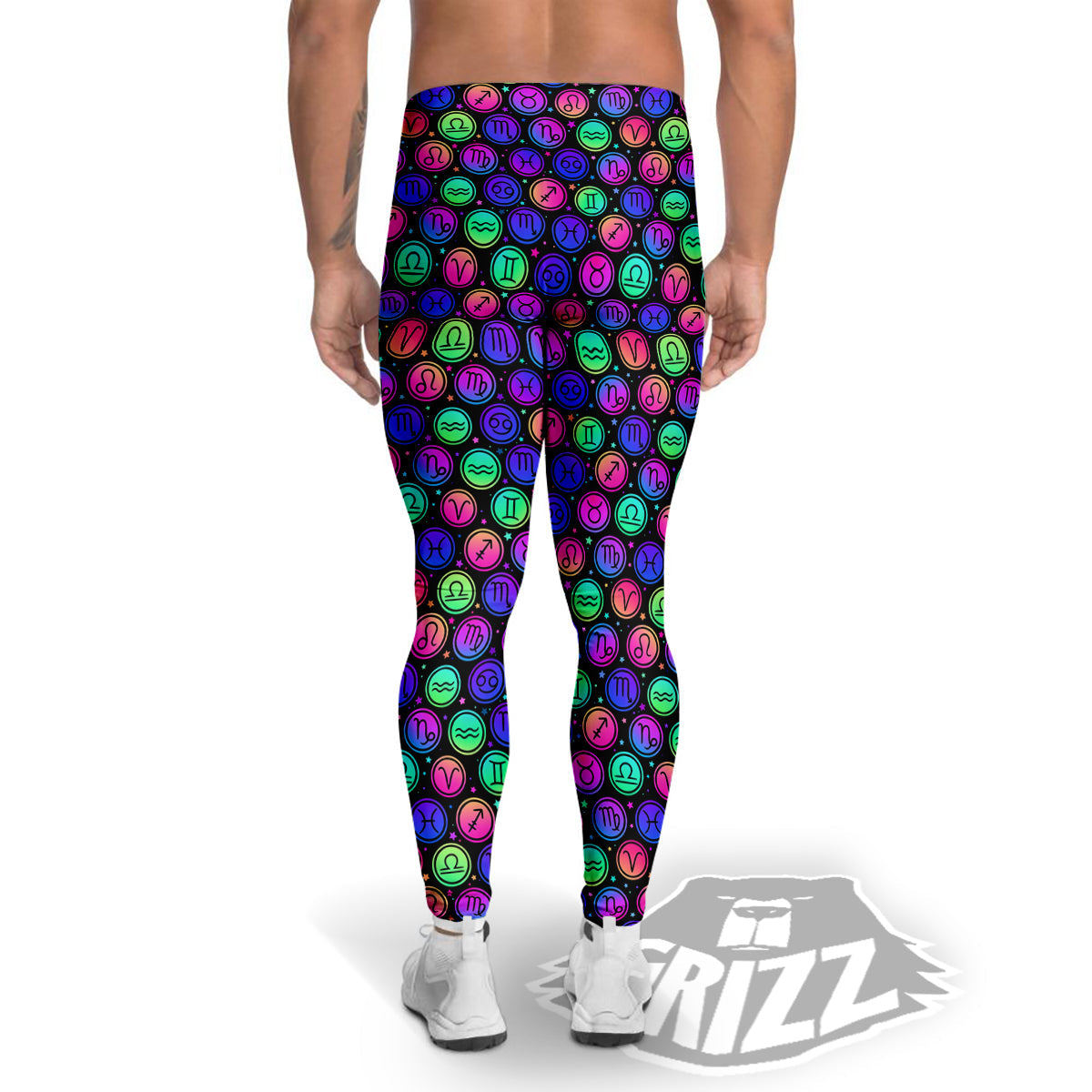 Zodiac Symbols Colorful Print Pattern Men's Leggings-grizzshop