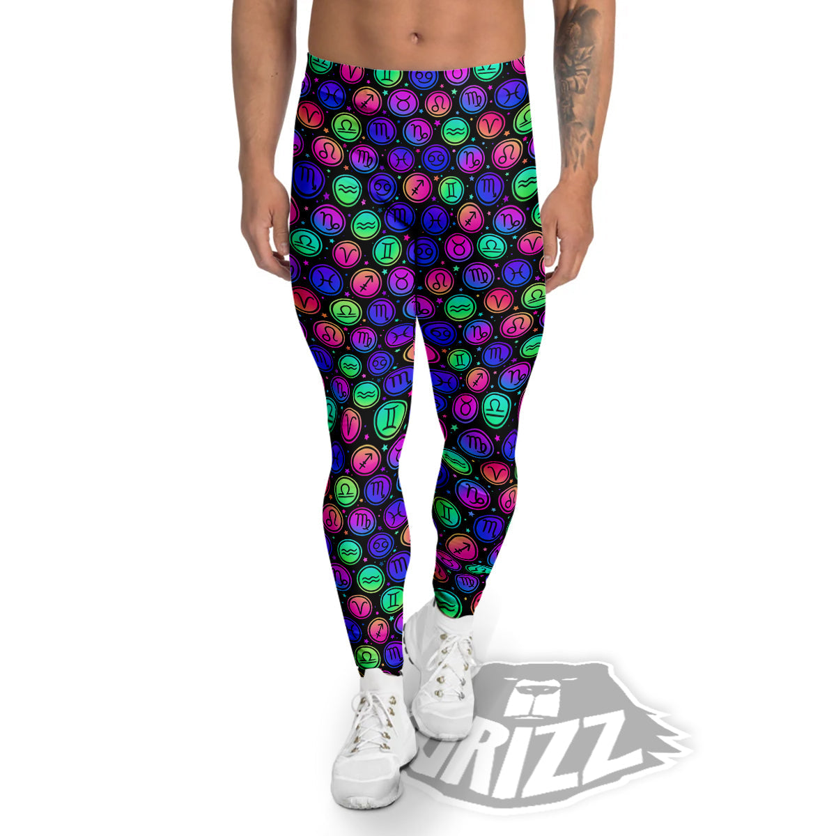 Zodiac Symbols Colorful Print Pattern Men's Leggings-grizzshop