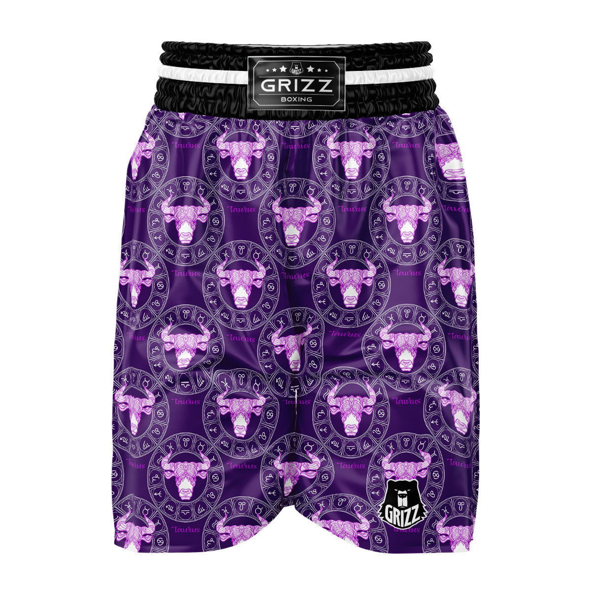Zodiac Taurus Purple Print Pattern Boxing Shorts-grizzshop
