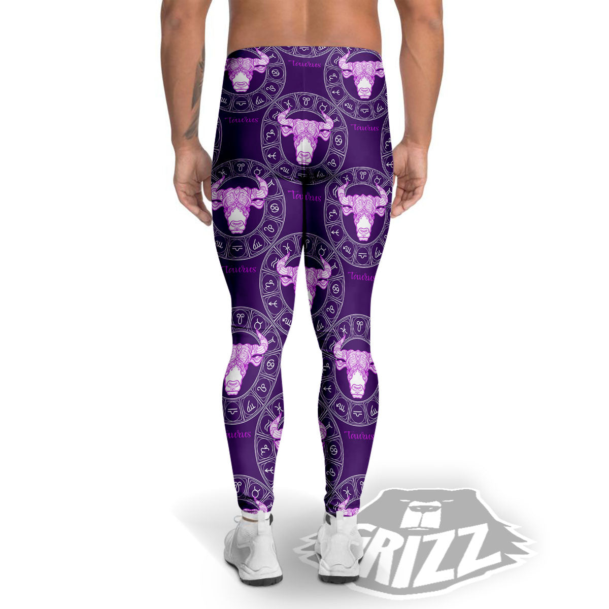 Zodiac Taurus Purple Print Pattern Men's Leggings-grizzshop