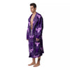 Zodiac Taurus Purple Print Pattern Men's Robe-grizzshop