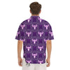 Zodiac Taurus Purple Print Pattern Men's Short Sleeve Shirts-grizzshop