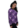 Zodiac Taurus Purple Print Pattern Women's Bomber Jacket-grizzshop